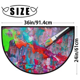 Colorful Painting Half Round Entrance Door Mat Non-Slip Rubber Backing Welcome Doormat Front Door Heavy Duty and Durable Outdoor and Indoor Entrance Rug EntryWay Dirt Trapper Floor Mat