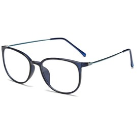 lasree Fashion Glasses Full Rims Myopia Everyday Use Men Women Fashion Distance Glasses -5.00 Lenses Blue Frame Glasses