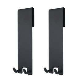 TWSTYFAL Pack of 2 Hooks for Shower Screen, Shower Hooks without Drilling, Sink Sponge Holder, Waterproof, for Glass Thicknesses of 6-12 mm (Matt Black)