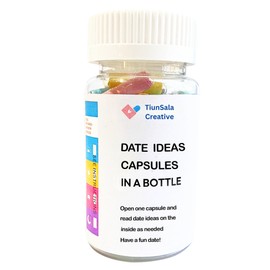 TIUNSALA CREATIVE Date Ideas Message in a Bottle, 50+ Date Night Ideas for Couples, Plastic Bottle with 50 Unique Capsules for Couples, Weddings, Anniversaries