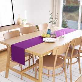 Encasa Homes table runner for 6 seater table, purple, large, 33 x 183 cm, 100% cotton plain dyed decoration towel for party, banquet, restaurant, machine washable