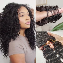 RHEANNA Pre Looped Crochet Human Hair Curly For Black Women Pre Separated Knotless Ocean Wave Crochet Hair Human Hair Water Wave Bundles 22inch 120g
