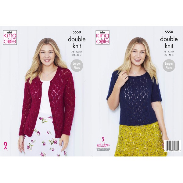 Kng Cole 5550 Knitting Pattern Womens Lace Cardigan and Jumper