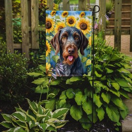 Caroline's Treasures DAC6086GF German Wirehaired Pointer in Sunflowers Garden Flag Mailbox Flag Decorative Yard Flag Banner Outside Patio Artwork Yard Flower Beds, Garden Size, Multicolor