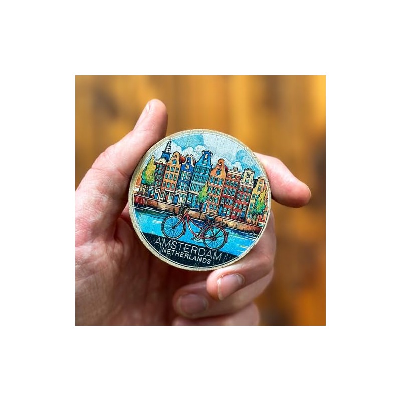 Smith Point Beach New York Beach Sunset Round Wooden 2.5"