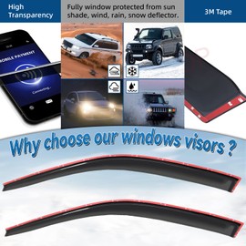LQQDP 2pcs Front Smoke Sun/Rain Guard Outside Mount Tape-On Window Visors Compatible with 96-00 Civic 2-Door Coupe/3-Door Hatchback