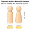 60Pcs Wooden Peg Dolls Set, 35mm Unfinished Wooden Figures