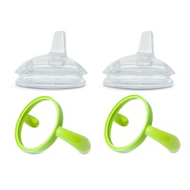 Sippy Spout Nipples with Bottle Handles for Comotomo Baby Bottle | 2-Pack | Food Grade Silicone | BPA-Free | Spill-Proof (Green)
