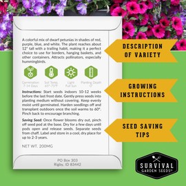 Survival Garden Seeds Pest Defense Seed Collection for Planting - 6 Packs with 2800+ Seeds Lavender, Hyssop, Catnip, Marigold, Petunia, Basil - Natural Deterrents - Non-GMO Heirloom Varieties