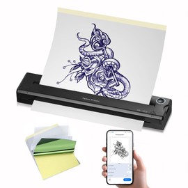 LIUMATE Wireless Tattoo Printer Tattoo Stencil Printer Thermal Printer with 15 Transfer Paper, Portable Tattoo Transfer Machine Thermal Printer A4