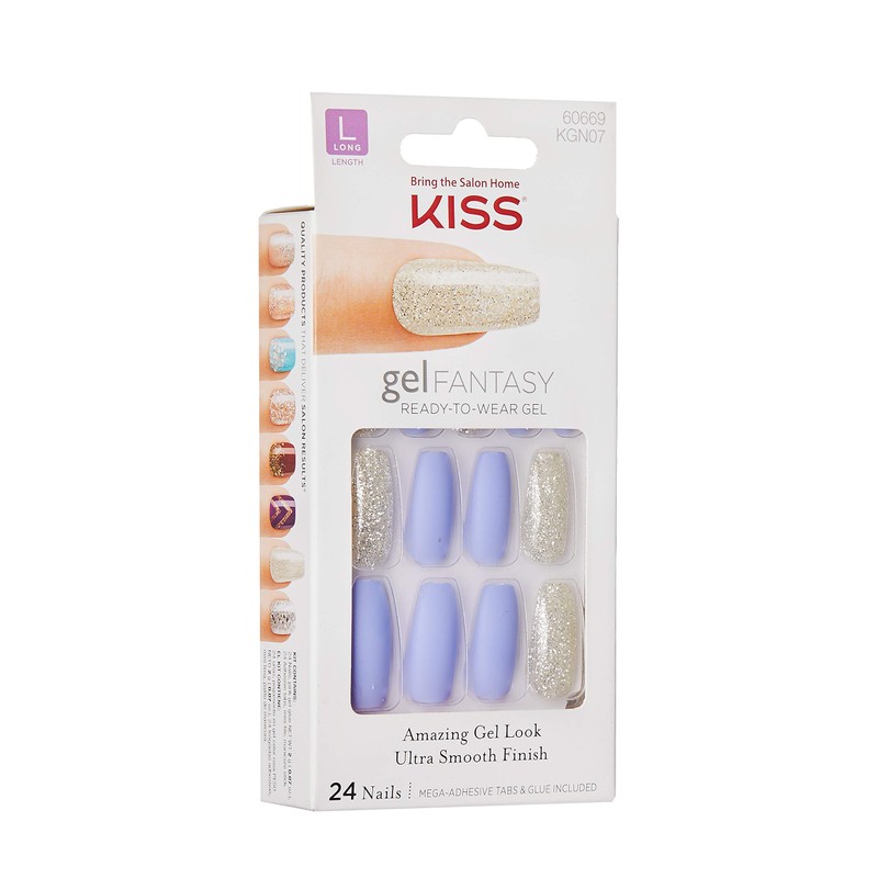 Kiss Nails GEL FANTASY- Medium Design Nails w/Adhesive Tabs &
