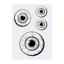 4 x 'Eyeball Front View' Temporary Tattoos - Water Resistant, Skin-Safe, Non-Toxic Transfers, Mixed Sizes (TO00082854)