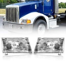 Hpdmauto Headlight Assembly fit for Peterbilt 385/377 Trucks Halogen Headlights Headlamp Pair Left Driver and Right Passenger Side