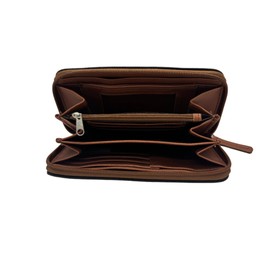 Belini Cartera de Mujer con Cierre de Cremallera, Organizador con Múltiples Compartimentos, Piel Sintética Elegante, Color Rojo o Azul, Moda y Estilo, Cartera Negra