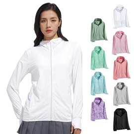 Soulhapee Women's Rash Guard, Sun Protection, Hoodie, UV Protection, Cool, Summer Hoodie, Long Sleeve, Rash Hoodie, Cool to Touch, Breathable, UPF50+, Outerwear, Summer, Hooded, UV Protection, white