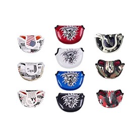 Golf Head Cover Golf Putter Cover Odyssey Red Small Mallet with Magnet (Skull White)