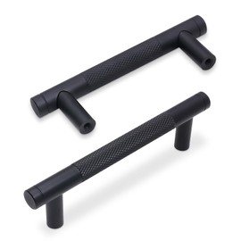 BUKOBYHE 10 Pack 3Inch Matte Black Kitchen Cabinet Handles Knurled Cabinet Pulls Black Drawer Pulls Kitchen Hardware