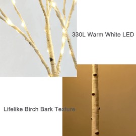 BAOLITVINE Lighted Birch Tree Plug in 330 Fairy Lights 6FT, White Tree with Lights for Indoor Outdoor Home and Festival Decoration