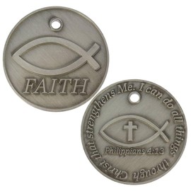 Sterling Gifts 3 All Things Through Christ Faith Jesus Fish Pocket Coins