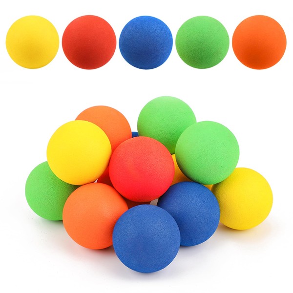 PEUTIER Pack of 15 Knee Hockey Balls, Hockey Balls, Mini Hockey Balls for Children, Indoor Hockey, Floor Balls, Colourful Soft Foam Balls, Sport, Multiple Colours, for Mini Racket Nets Party, 5 cm