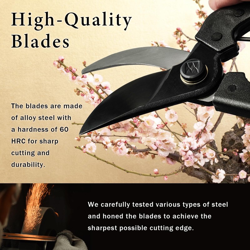 Wablade Japanese-Made Bypass Pruning Shears, Hand Pruner for Live Branches