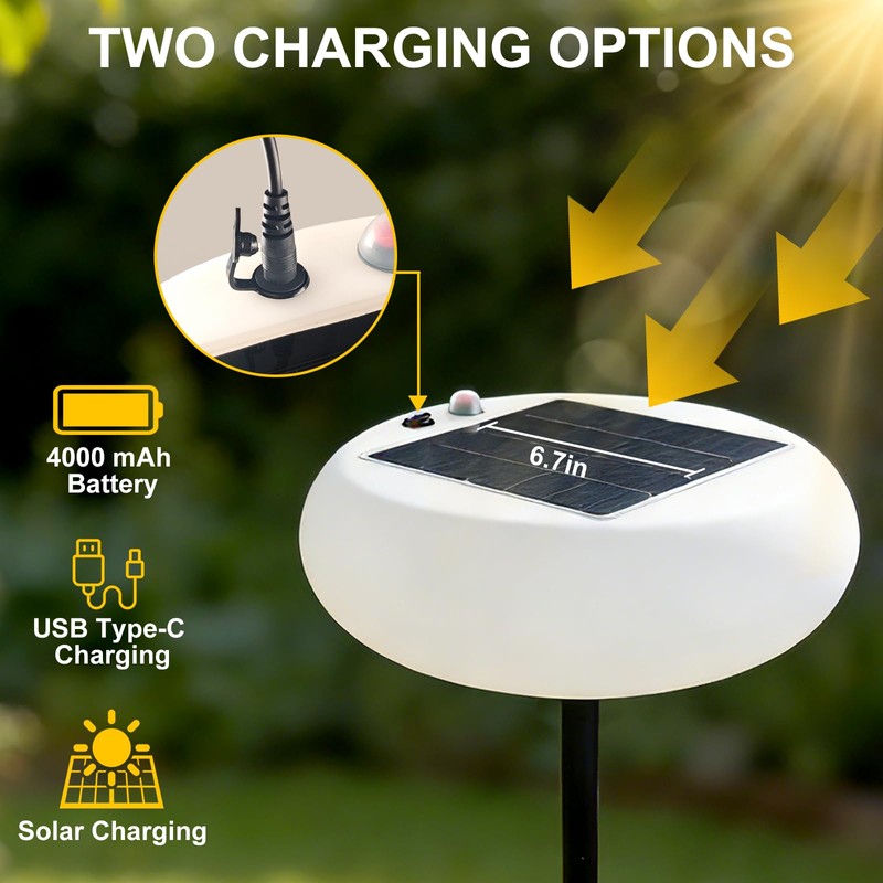ACOHOOK Solar Outdoor Floor Lamp for Patio, Rechargeable Standing Lamp