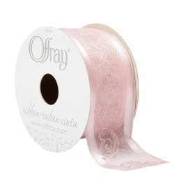 Offray 1.5" Wide Sheer Edge Satin Craft and Decorative Ribbon, 9 Total Feet, Pink