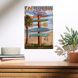 Lantern Press 10x15 Inch Wood Sign, Ready to Hang Wall Decor, Santa Monica, California, Destination Sign