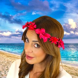 Violetta Flower Hair Wreath with Purple Flowers Satin Flowers 7 cm - Wedding Easter Oktoberfest Spring Festival Beach Party Hen Party Carnival Fancy Dress Beach Party (Violetta)