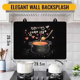 Stove Top Cover for Electric Stove,Glass Stove Top Cover, Heat Resistant Glass Cooktop Cover, Stovetop Protector, Kitchen Decor, Dish Drying Mats Cover for Ceramic Washer Top 28.5x20.5 inch