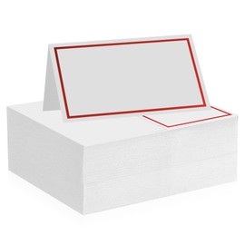 106 Pcs Table Place Cards, White Blank Tent Card Name Cards with red hot Stamped Border, Wedding Place Cards for Weddings Banquets Events Table Setting Party Dinner Reception Seating Place Cards