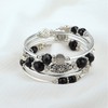 FULU AUTUMN Women's Boho Bracelet with Multilayer Beads Silver Wrap