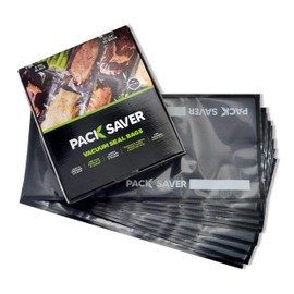 Pack Saver Vacuum Seal Bags 50 Commercial Grade PreCut Bags for Ultimate Food Preservation, Airtight Food Vac Bags for Storage, Meal Prep or Sous Vide, BPA Free, Black and Clear (11" x 24")