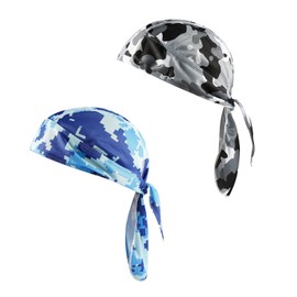 Yizhet Pirate Headscarf, Pack of 2 Bandana Cap, Cotton Bandana Cap, Men and Women, Headscarf, Moisture Wicking Headscarves for Yoga, Tennis, Basketball