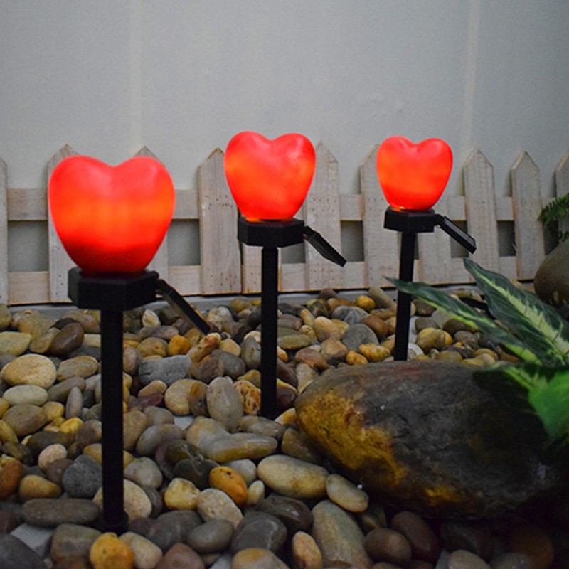 Outdoor Solar Garden Stake Lights Waterproof Solar Red Heart Shaped