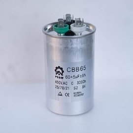 PS&W 60/5 uF 60+5 MFD 370VAC or 440VAC Dual Run Start Round A/C Capacitor CBB65 CBB65B Air Conditioner Capacitors for AC Unit Fan Motor Start or Heat Pump or Condenser Straight Cool