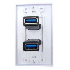Haokiang - 2 placas de pared de alta velocidad USB 3.0 de carga USB 3.0 de doble puerto hembra incluidas, tamaño 115 mm x 70 mm