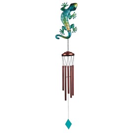 ICE ARMOR 40" Long Green Lizard Wind Chime Statue Sculpture Ornament Decoration Garden Decor Ideas for Housewarming, Holidays and Birthdays Great Collectible Addition