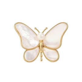 EMEGCY White Butterfly Brooch Pin 18k Gold Plated Butterfly Pearl Brooches Pins Dress Accessories for Women