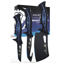 Dalstrong 3pc Kitchen Knife Set-Night Shark Series-High Carbon Steel-Titanium Coated-NonSlip Handle-Boning,Cleaver and Hook Fish Knives - w/Sheath-NSF Certified