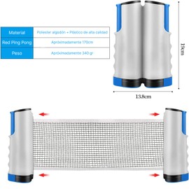 Orzel Red de Ping Pong, Raquetas y Pelotas Set - Juego portátil Tennis de Mesa Plegable para Adultos y Niños, Equipo Ping-Pong para Juegos Ajustable a mesas en Exterior e Interiores 2 Paletas