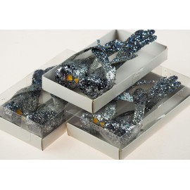 6 x Silver Glitter Encrusted Song Birds - Christmas Tree Decoration