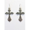 Handmade Cross Charm Earrings 925 sterling silver hooks pewter Charms