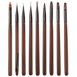 9 Pcs Nail Art Brushes Set, Nail Art Design Pen Painting Tools, Nail Extension Gel Brush Nail Art Slant Brush Nail Polish Brush Builder Nail Gel Brush Nail Dotting Pen Salon at Home Diy Manicure