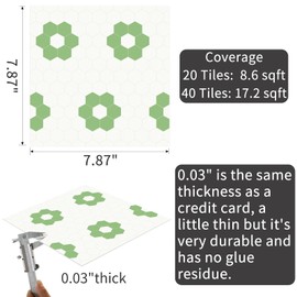 MORCART 20 Pack Peel and Stick 8" x 8" Vinyl Flooring Waterproof DIY Flooring for Bathroom, Kitchen, Fireplace, Pet House, Stairs, Bedrooms, Wall Light Green FT1692