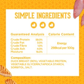 PACK'N PRIDE PACK'N PRIDE Dog Treats Duck Strips, 200g Air-Dried Dog Chews, Low-fat Duck Breast Jerky for Small&Medium Dogs, High in Protein