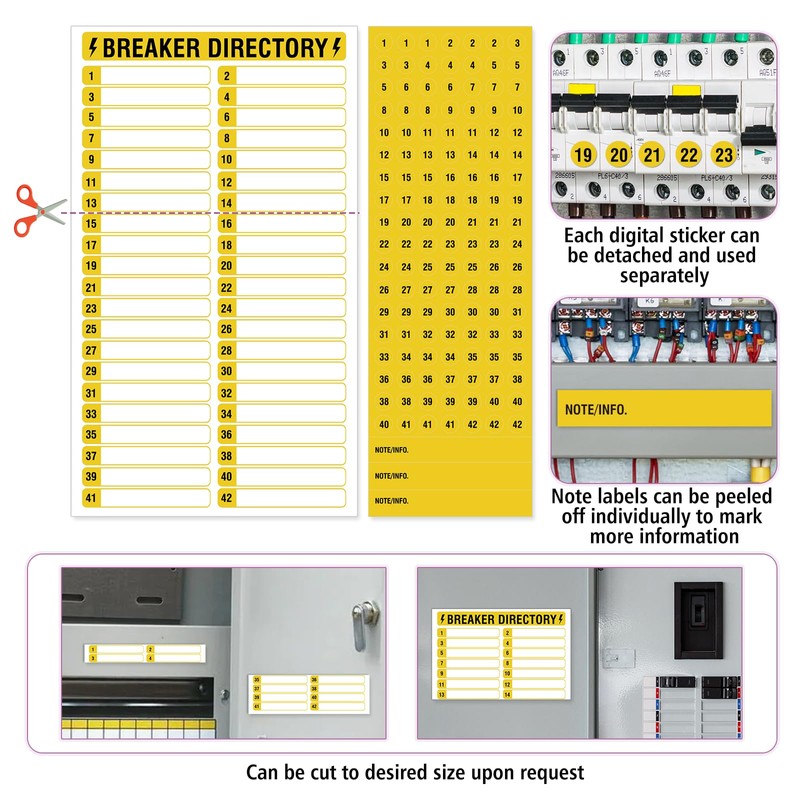 14 Sheets Breaker Panel Labels, 10 Electrical Box Catalog Labels