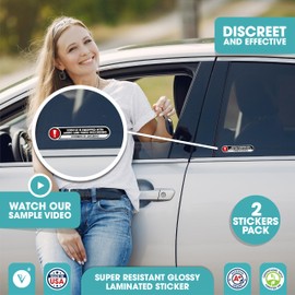 Vehicle is Equipped with Audio and Video Recording Stickers | Recording Device in Car Sticker Signs | in Car Camera Recording | 2 Small Stickers | Glossy 5x1 Inches Outdoor Vinyl Stickers (Small)