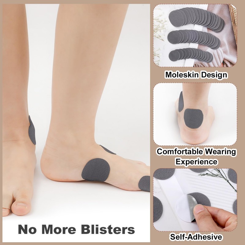48pcs Moleskin Adhesive Pads, Round Padding Prevention Tape Foot Cushion
