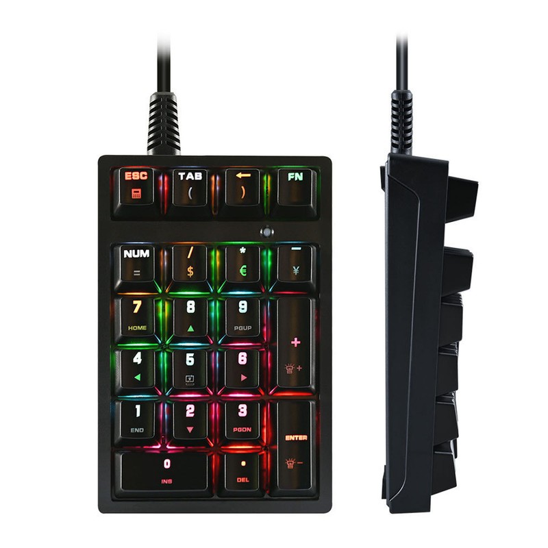 Mechanical Numeric Keypad Wired 21 Keys Blue Switch Color LED